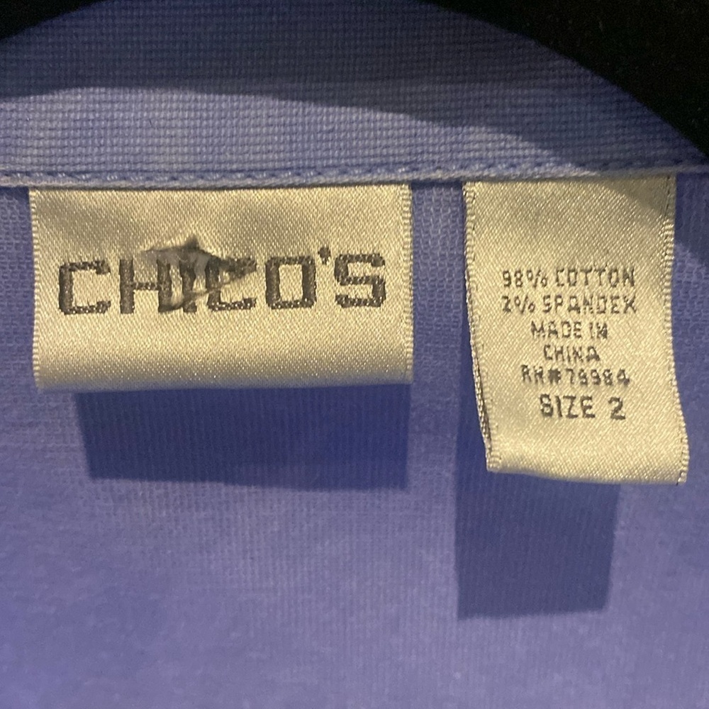 Chico's micro corduroy light blue button up jean jacket style light weight Sz L - Picture 7 of 8